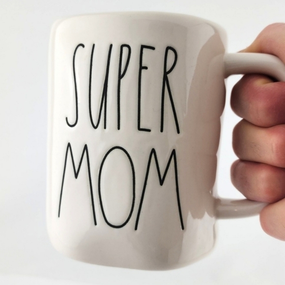 βοΈ2/ $50βοΈRae Dunn Artisan Ceramic Mug White Pink Large  Letters SUPER MOM - Picture 8 of 10